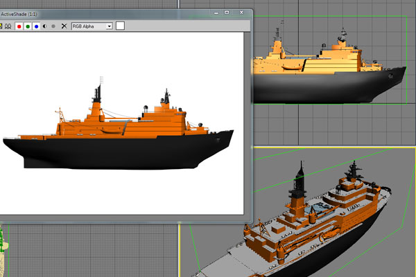Computer CAD image of ship design